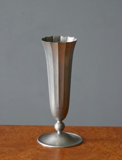 JLH Gjutet, Fluted Vase, Pewter, Sweden, 1930s