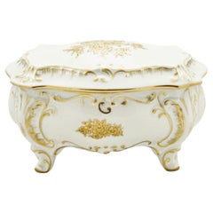 JLMENAU by Graf von Henneberg Porzellan Gold Floral Trinket Box East Germany