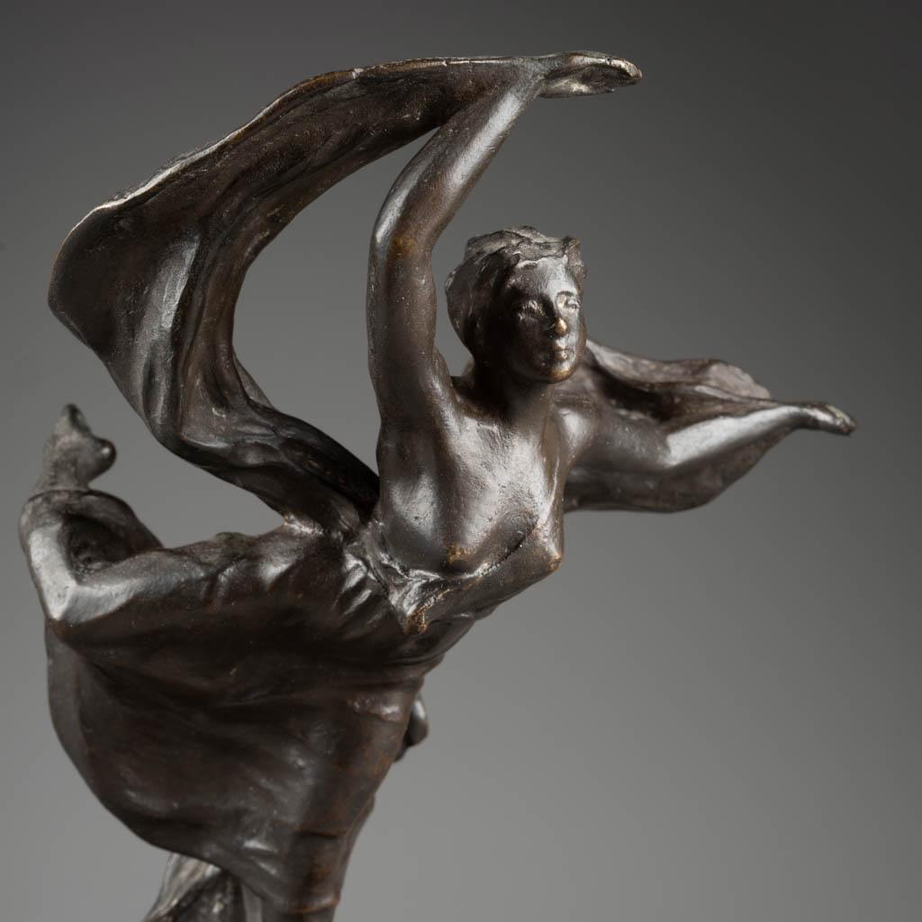 Patinated J.Loysel : Dancer with a Veil 'Probably Loïe Fuller' For Sale
