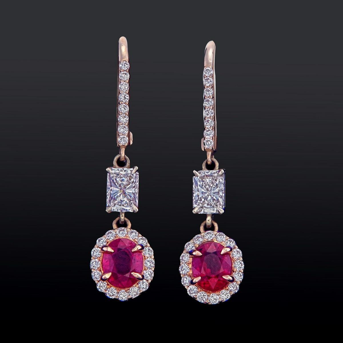 Ruby Earrings In New Condition For Sale In Kowloon, HK
