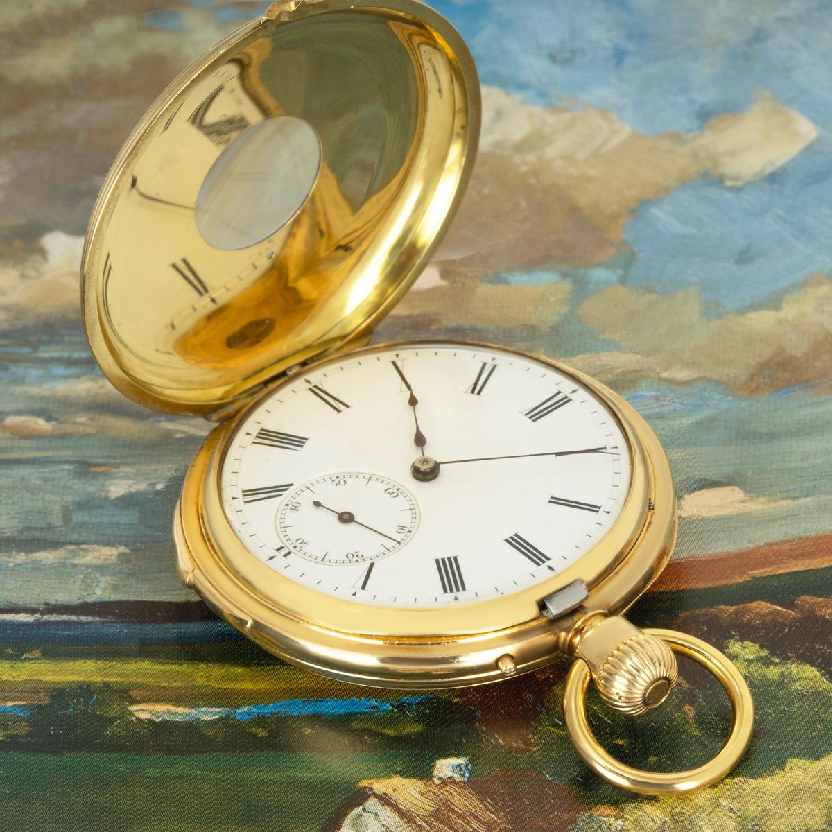 J.M. Badollet & Cie. A Gold and Enamel Half Hunter Pocket Watch C1880 In Good Condition For Sale In London, GB
