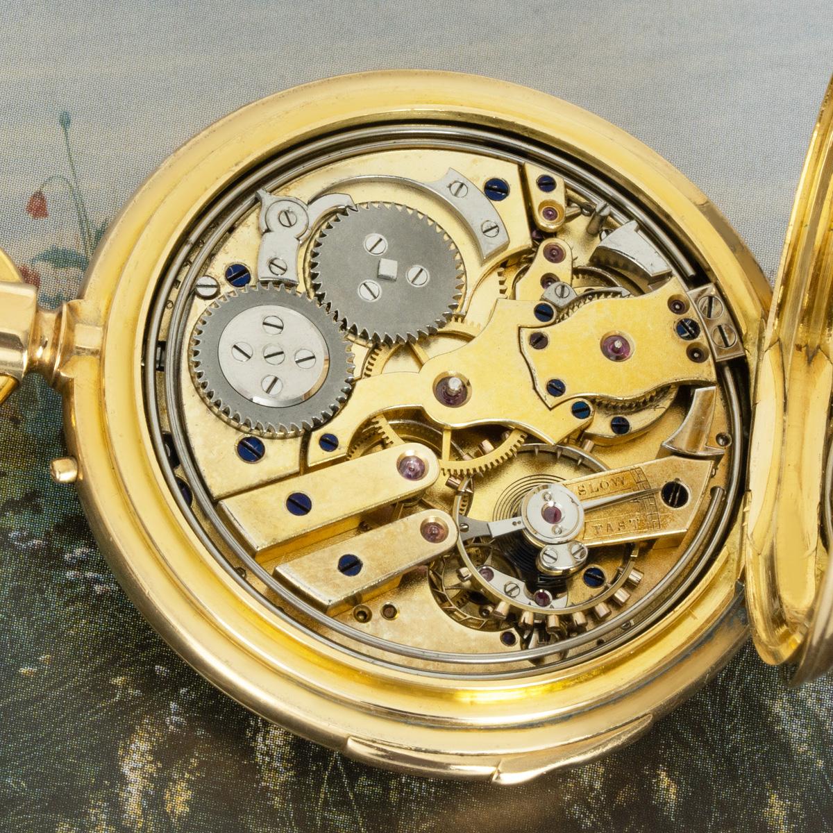 Men's J.M. Badollet & Cie. A Gold and Enamel Half Hunter Pocket Watch C1880 For Sale