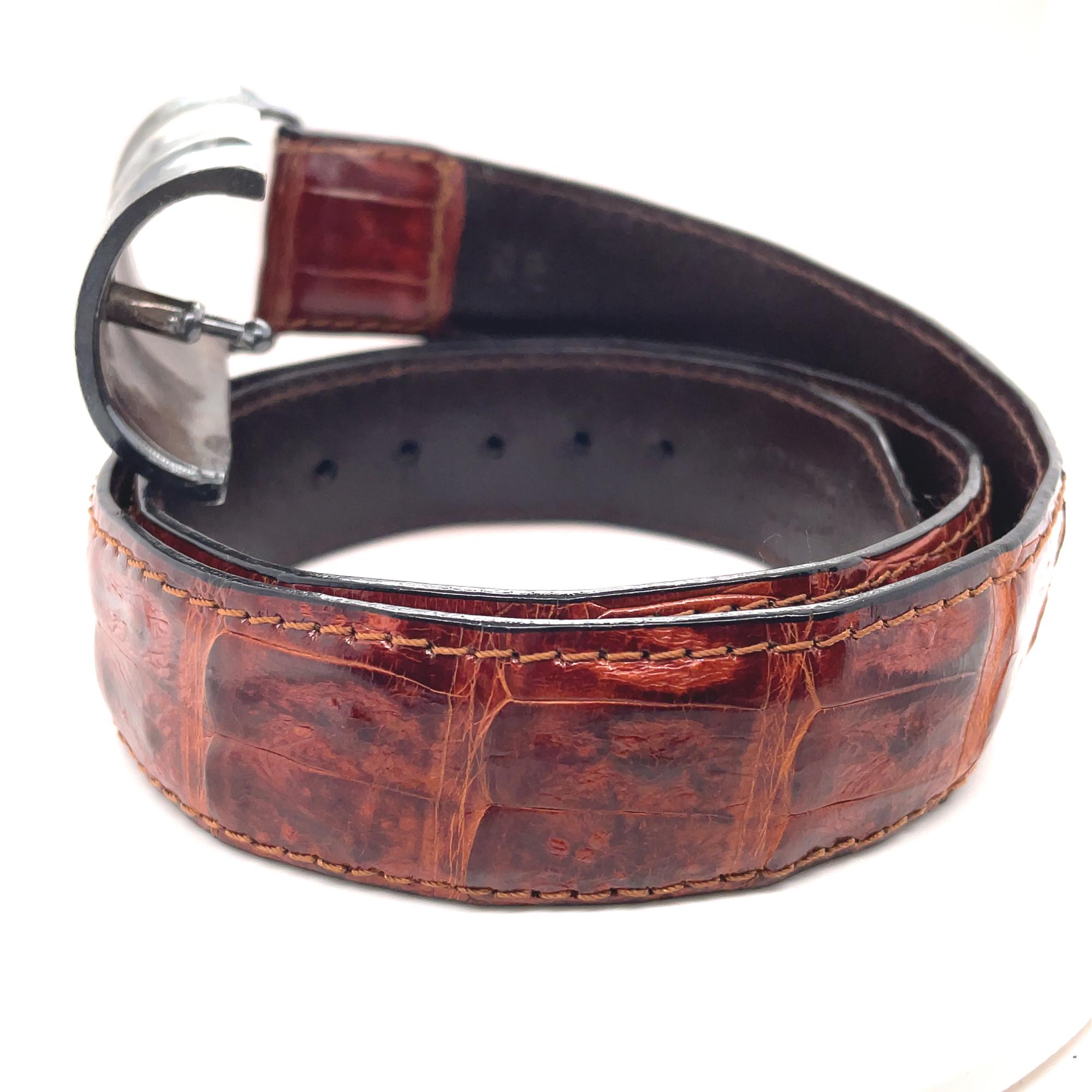 Gray J&M Davidson Brown Shiny Unisex Leather Buckle Belt Silver Tone