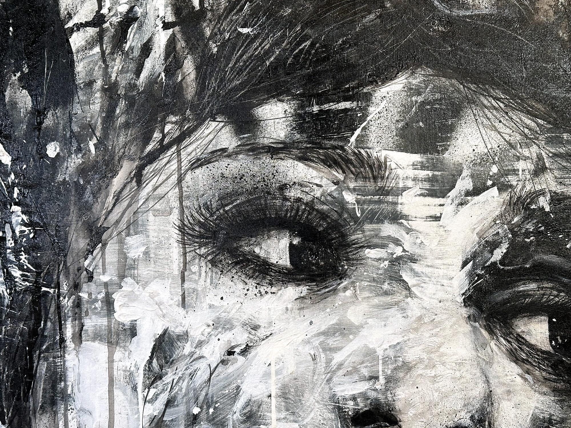 Dieses besondere Werk zeigt das anonyme Porträt einer schönen Frau in Schwarz-Weiß mit dem Titel 