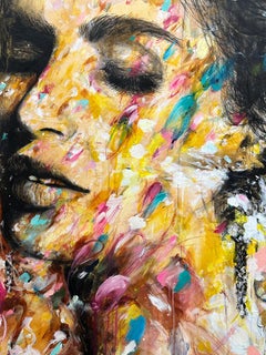 "Comme Avant" As Before, Colorful Portrait Street Art Pop Painting on Canvas