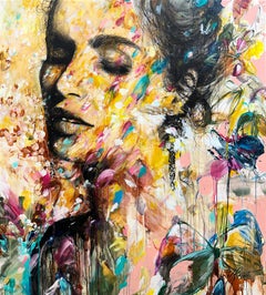 "Comme Avant" Colorful Portrait Street Art Pop Abstract Painting on Canvas