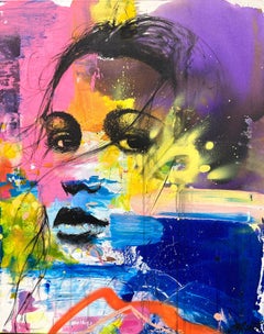 “Driot dams Les Yeux - Right in the Eyes" Abstract Portrait Street Art on Canvas