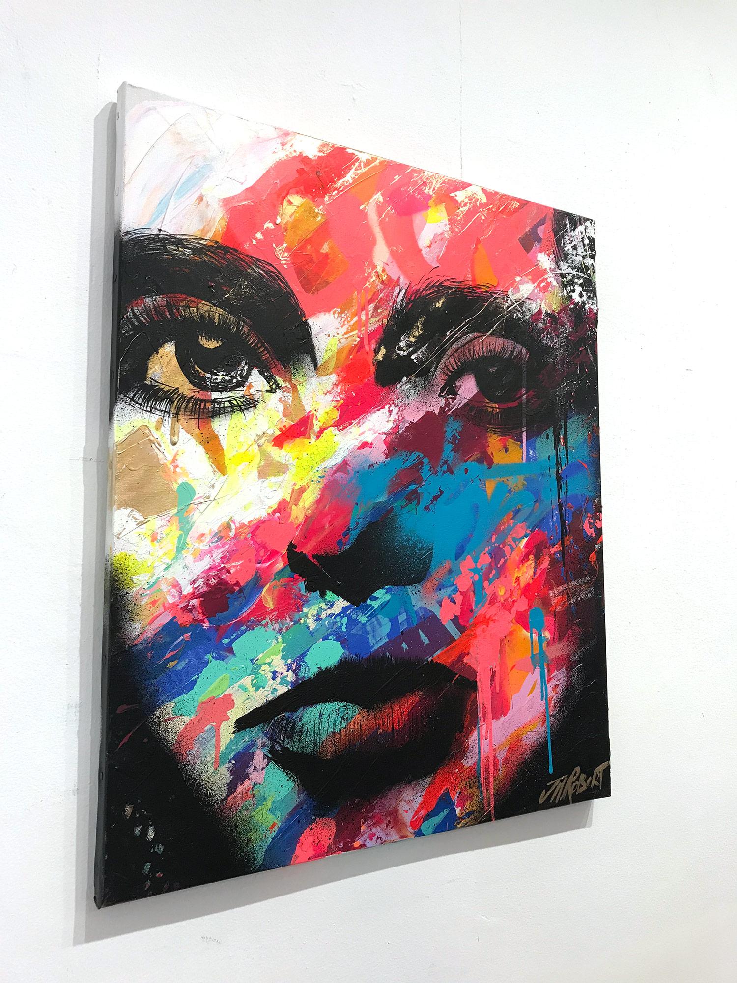 “Elle Fait Face” She Faces, Colorful, Abstract Street Art, French Artist 3