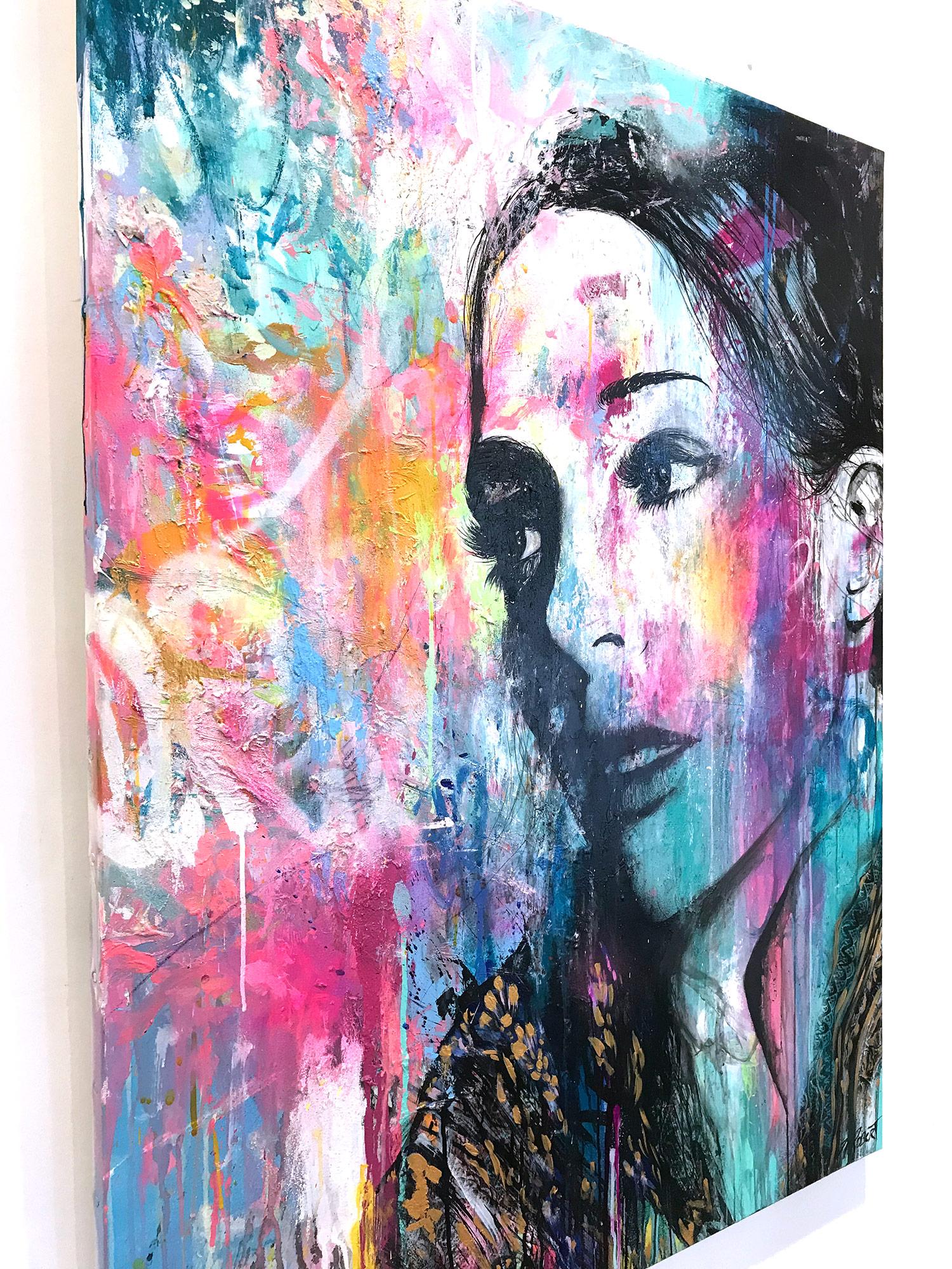 “Elle Prit son Courage” She Took her Courage, Colorful, Abstract Street Art For Sale 5