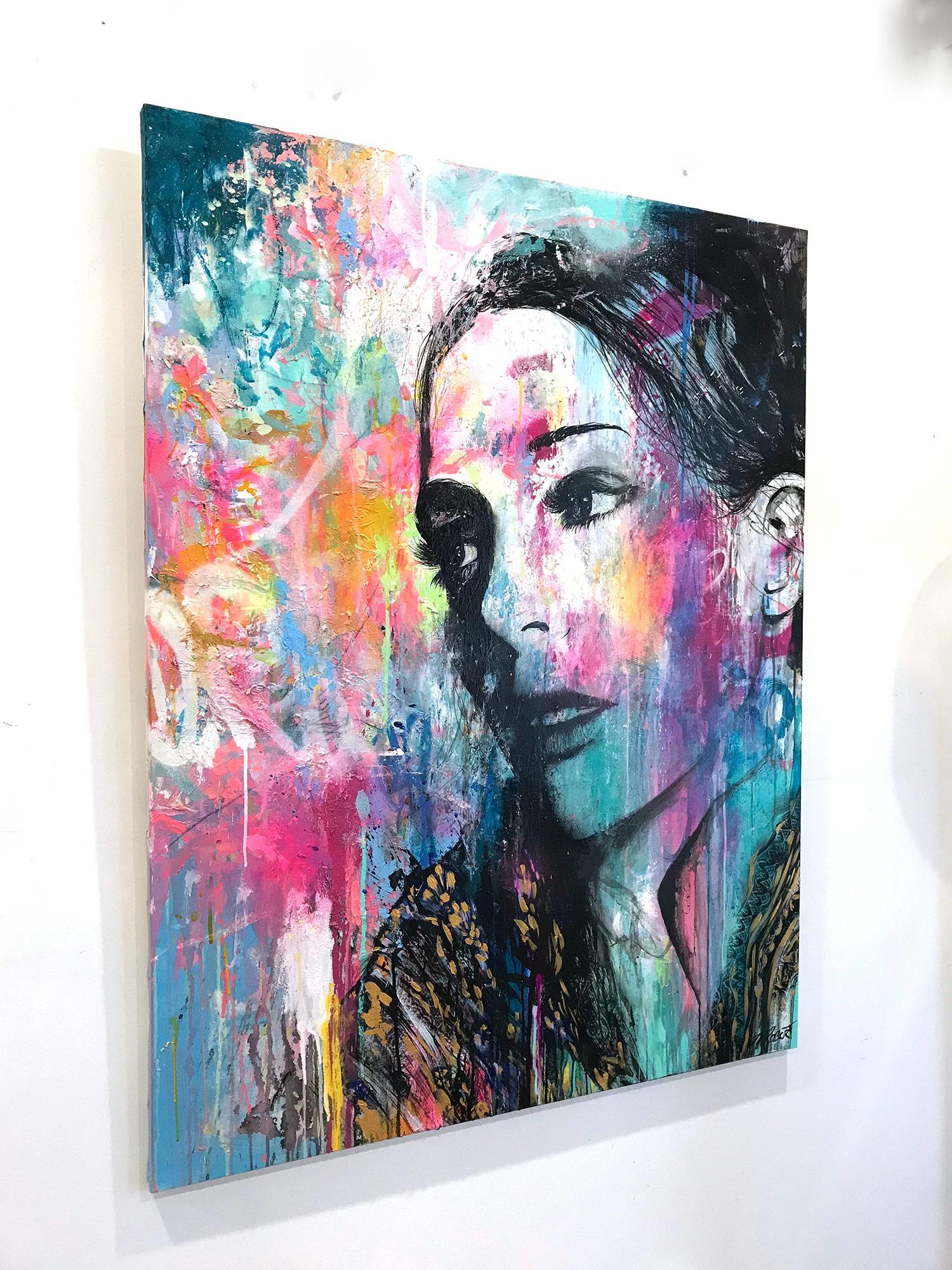 “Elle Prit son Courage” She Took her Courage, Colorful, Abstract Street Art For Sale 6