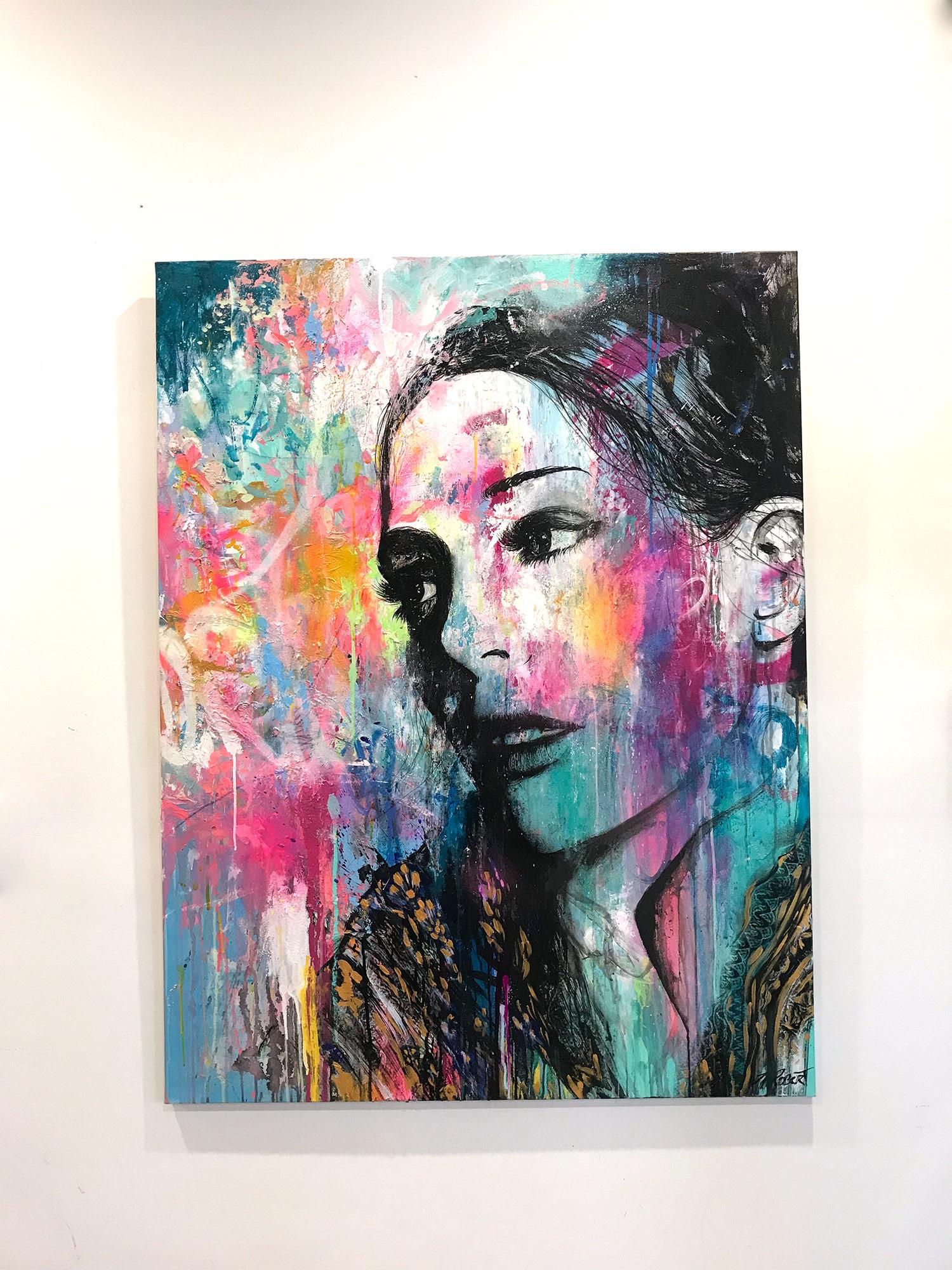 “Elle Prit son Courage” She Took her Courage, Colorful, Abstract Street Art For Sale 7