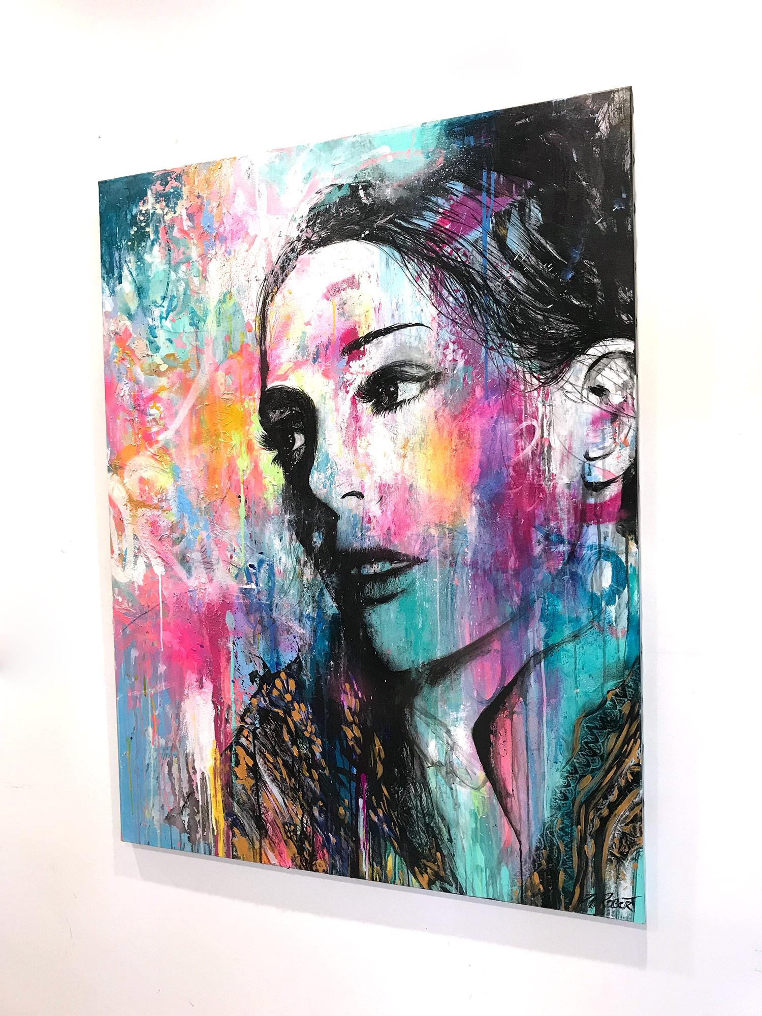“Elle Prit son Courage” She Took her Courage, Colorful, Abstract Street Art For Sale 8