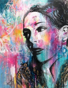 “Elle Prit son Courage” She Took her Courage, Colorful, Abstract Street Art