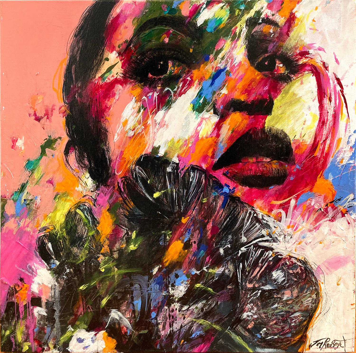 "La Terre des Couleurs" Arte callejero colorido Retrato abstracto de mujer Retrato