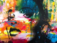 “Pas de Doute, No Doubt" Abstract Colorful Portrait Street Art Pop Art on Canvas