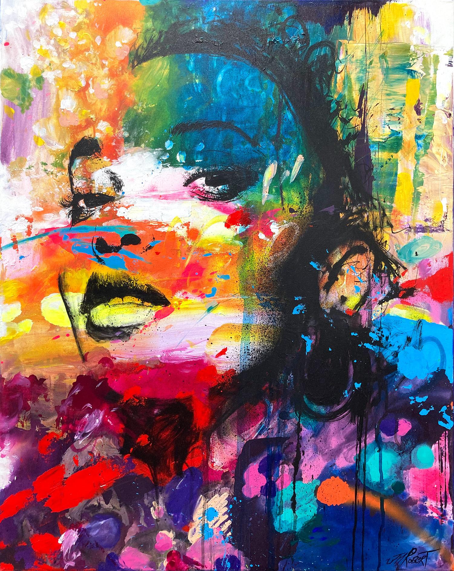 “Pas de Doute, No Doubt" Abstract Colorful Portrait Street Art Pop Art on Canvas