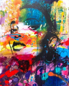 “Pas de Doute, No Doubt" Abstract Colourful Portrait Street Art Pop Art on Canvas