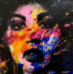 “Voyage Impnévu" Colorful Abstract Portrait of a Woman Street Art on Canvas