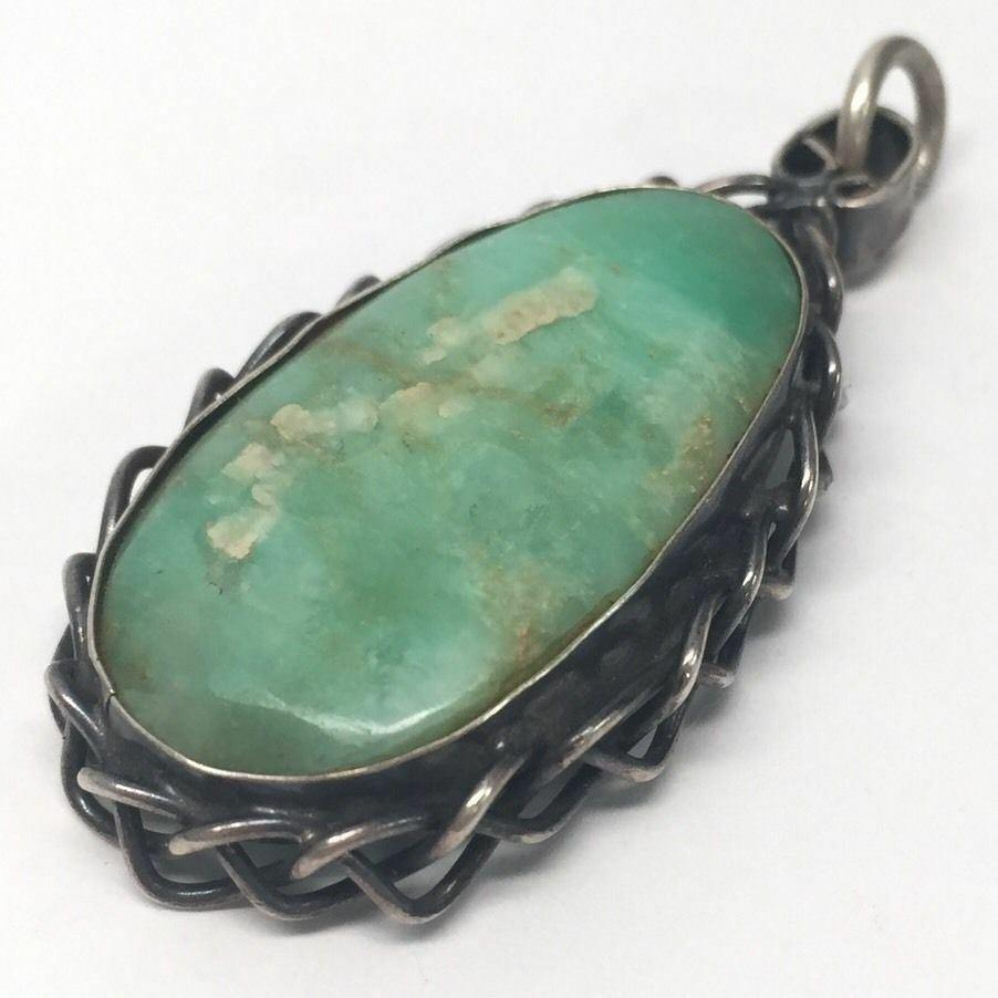 Women's JM Sterling Silver Green Turquoise Pendant