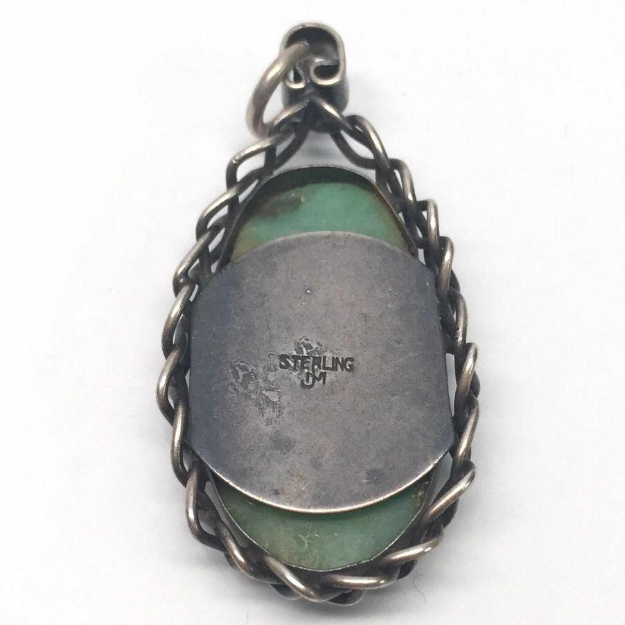 JM Sterling Silver Green Turquoise Pendant 1