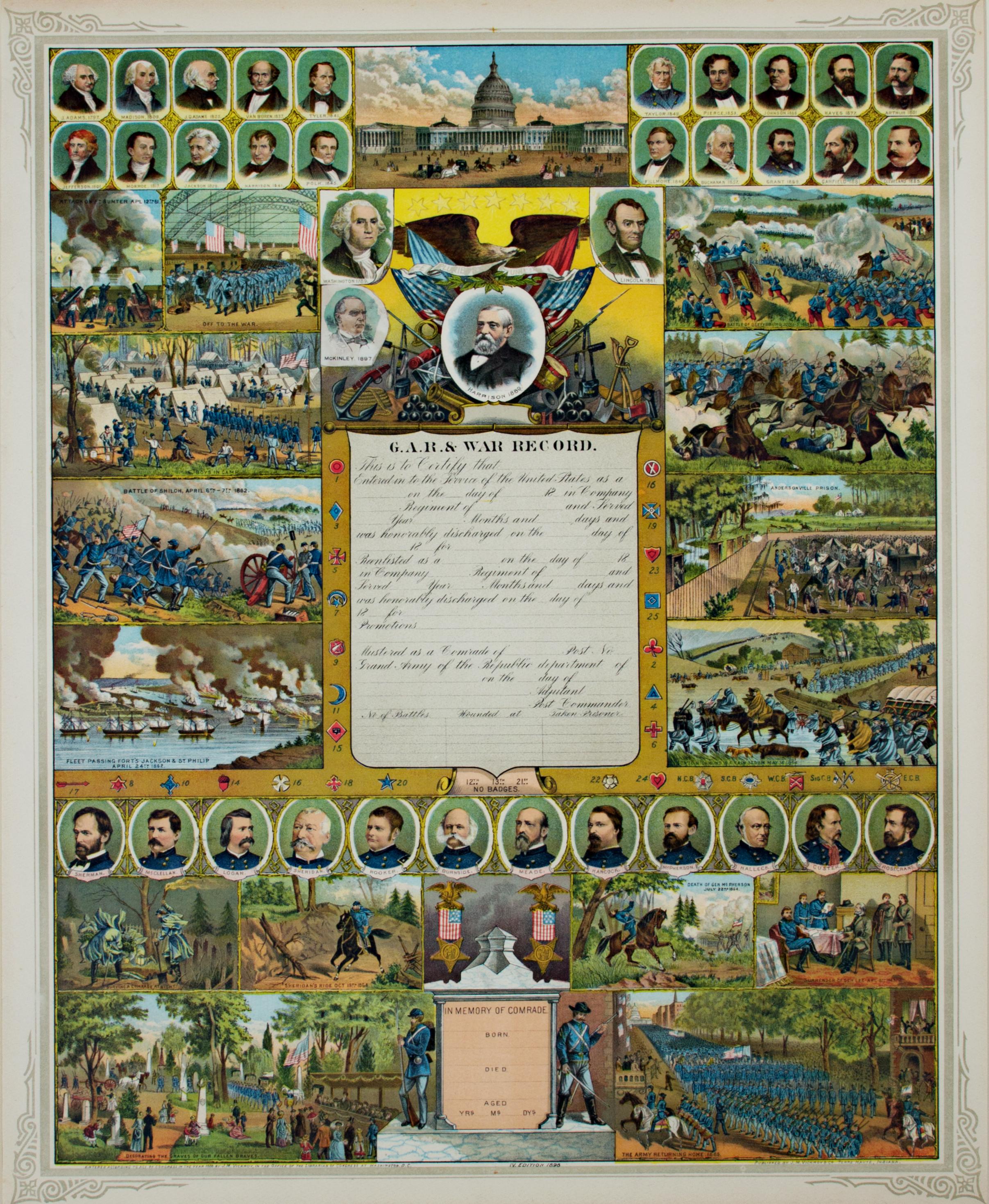 'Government Accounts Registry & War Record' original chromolithograph - Print by J.M. Vickroy & Co.