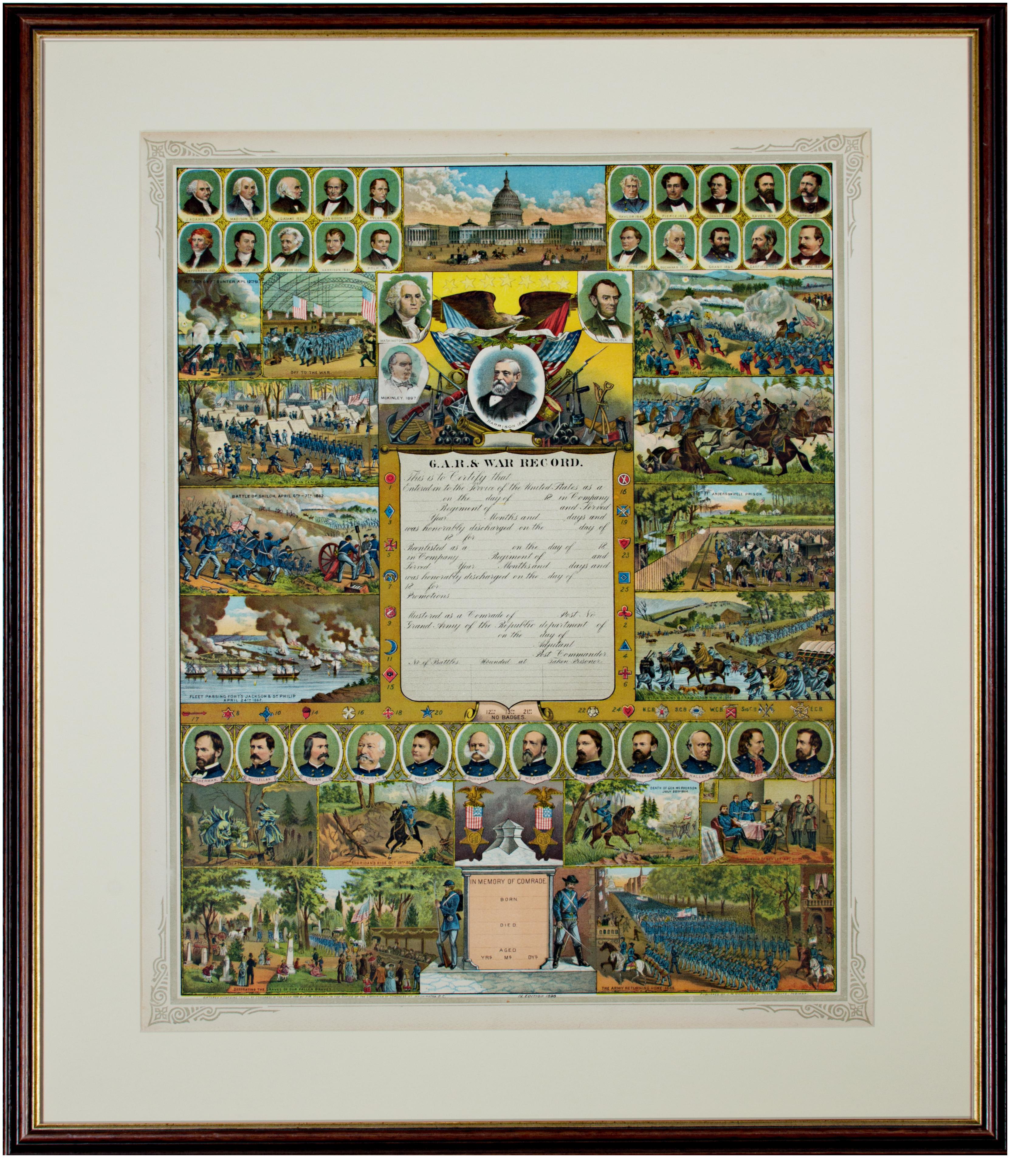 J.M. Vickroy & Co. Figurative Print - 'Government Accounts Registry & War Record' original chromolithograph