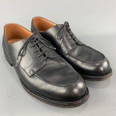 J.M. WESTON Size 11 Black Leather Apron Toe Lace Up