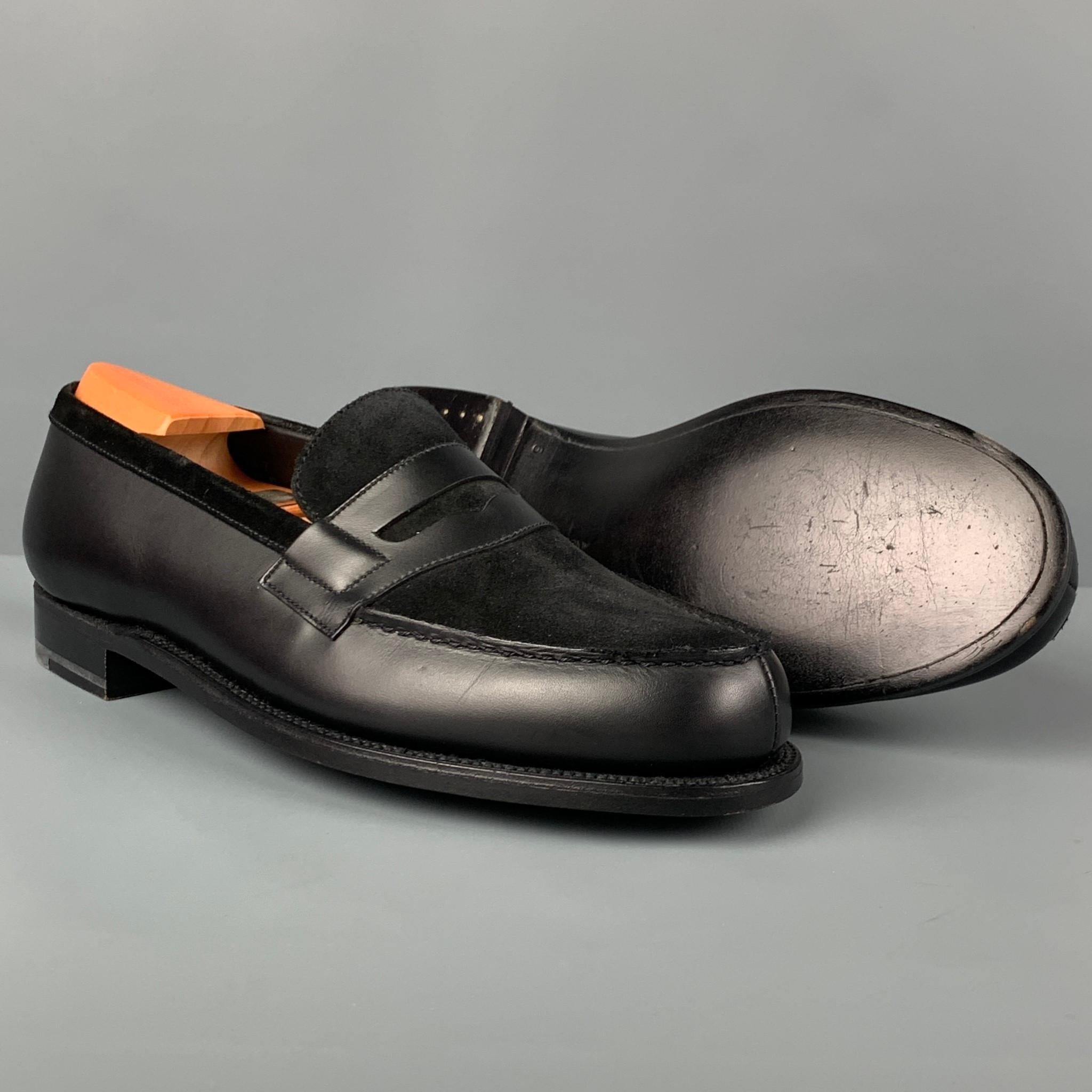 J.M. WESTON Size 6 Black Suede Leather Penny Loafers In Excellent Condition In San Francisco, CA