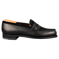 J.M. WESTON Size 6 Black Suede Leather Penny Loafers