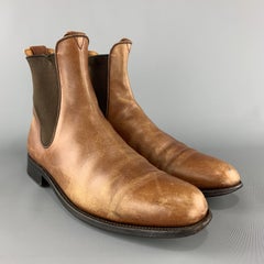 J.M. WESTON Size 8 Tan Distressed Leather Pull On Chelsea Boots