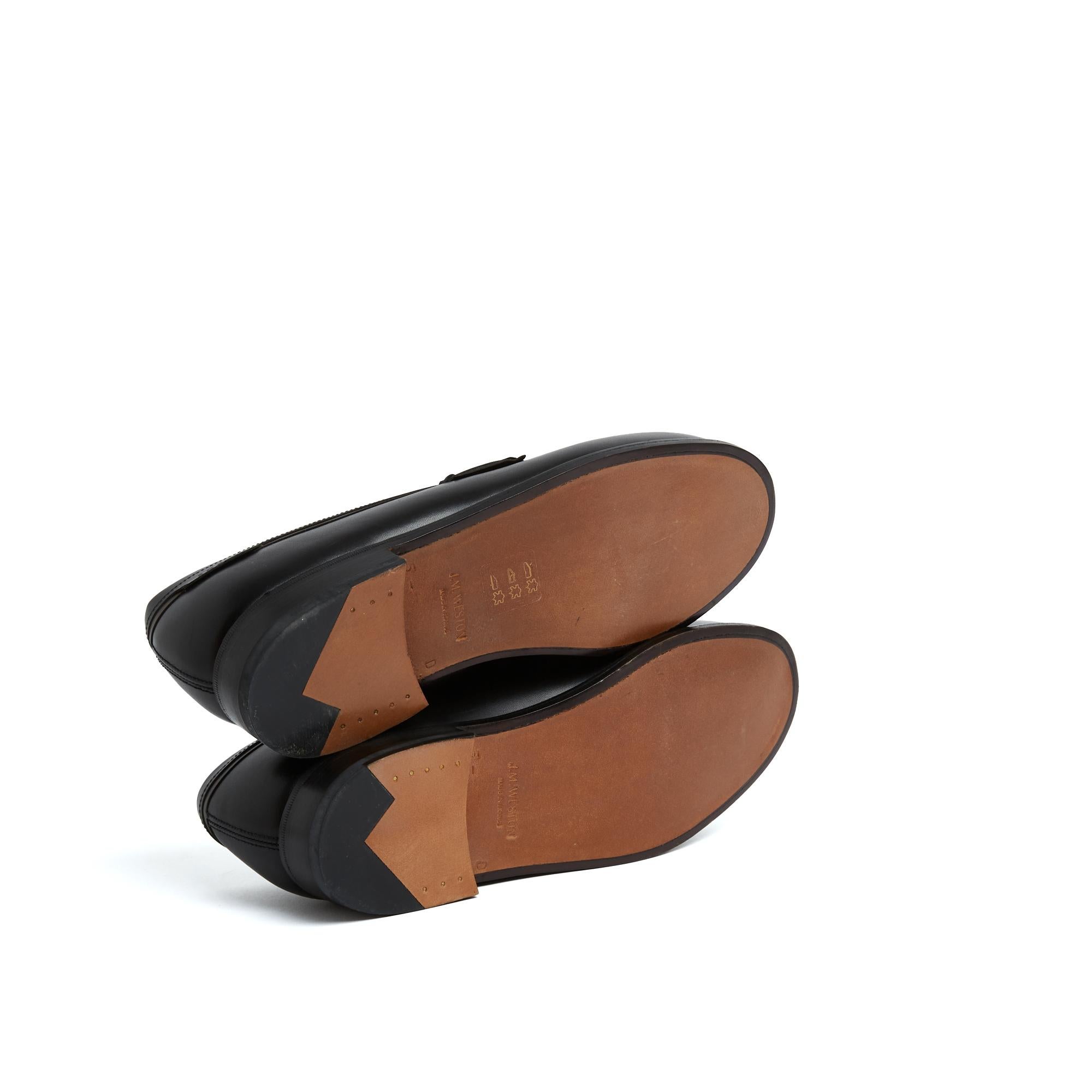  JM Weston Soeur Mocassins 180 EU38 Black Leather Classic Loafers UK5 US7.5 Pour femmes 