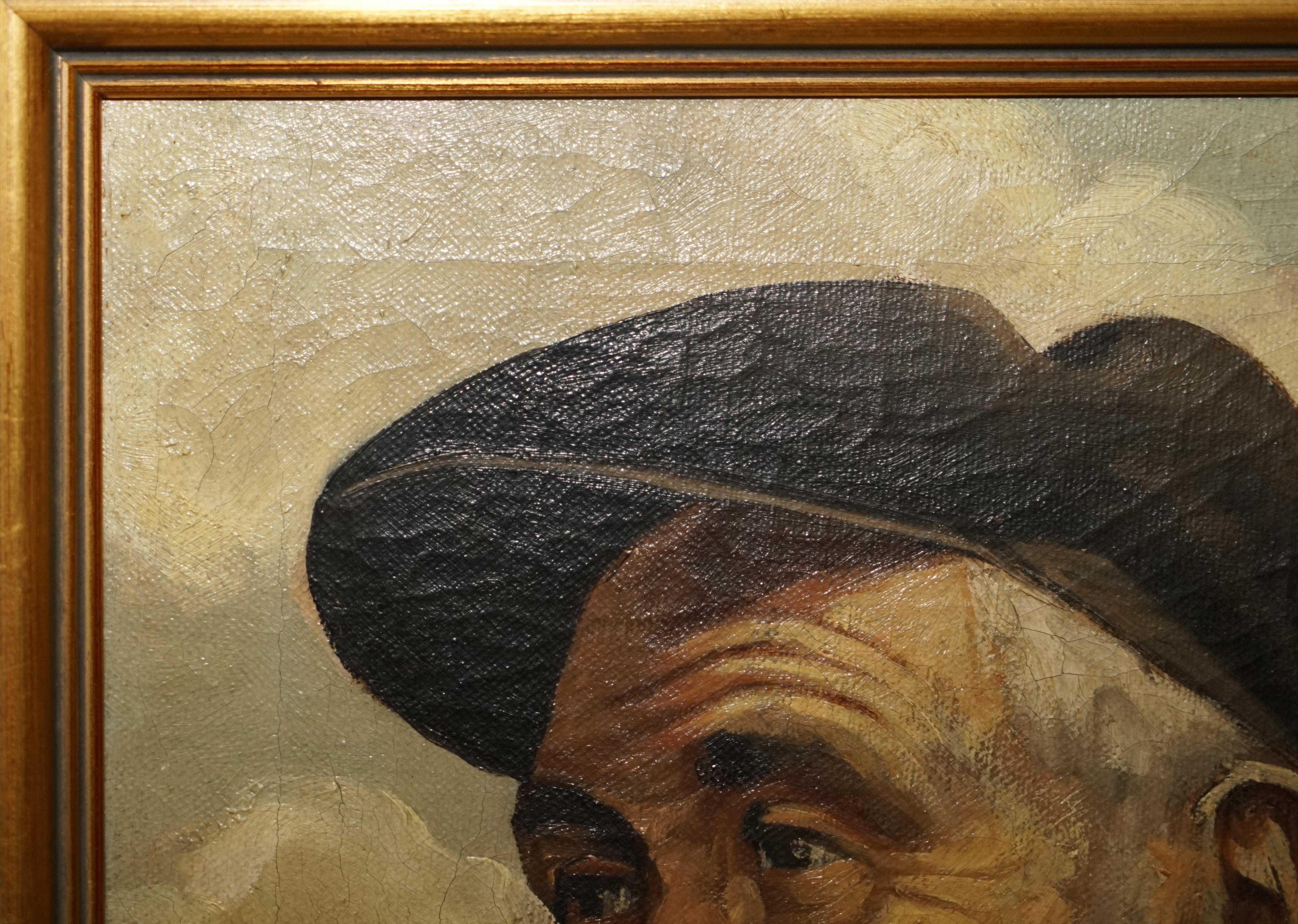 Victorian Jma Kensinck Signed Dutch Oil on Canvas Painting of Old Man Smoking a Pipe For Sale