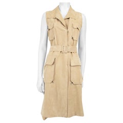 J.Mendel Beige Suede Pocket Detail Dress Size S