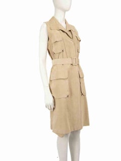 J.Mendel Beige Suede Pocket Detail Long Vest Size S