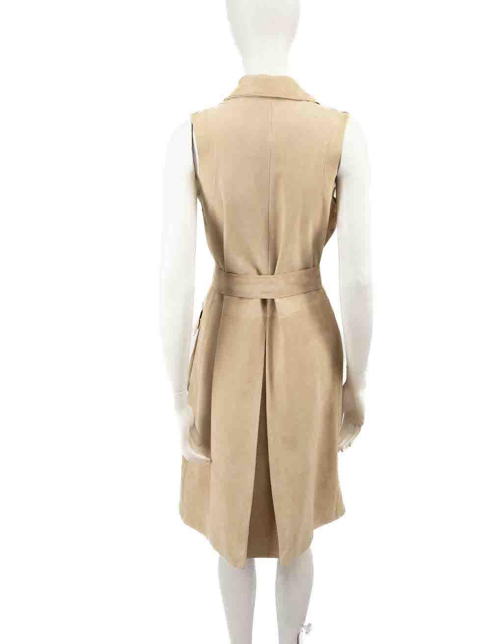 J.Mendel Beige Suede Pocket Detail Long Vest Size S In Good Condition For Sale In London, GB