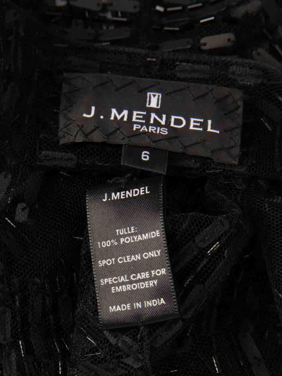 Women's J.Mendel Black Tulle W Tribal Beading Sheer Top Size M For Sale