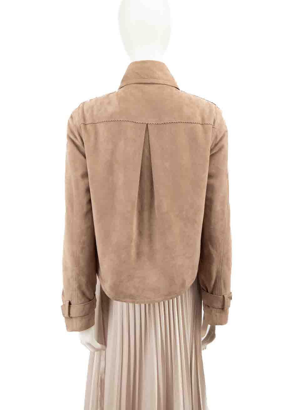 J.Mendel Brown Suede High Low Cropped Jacket Size S In Good Condition For Sale In London, GB