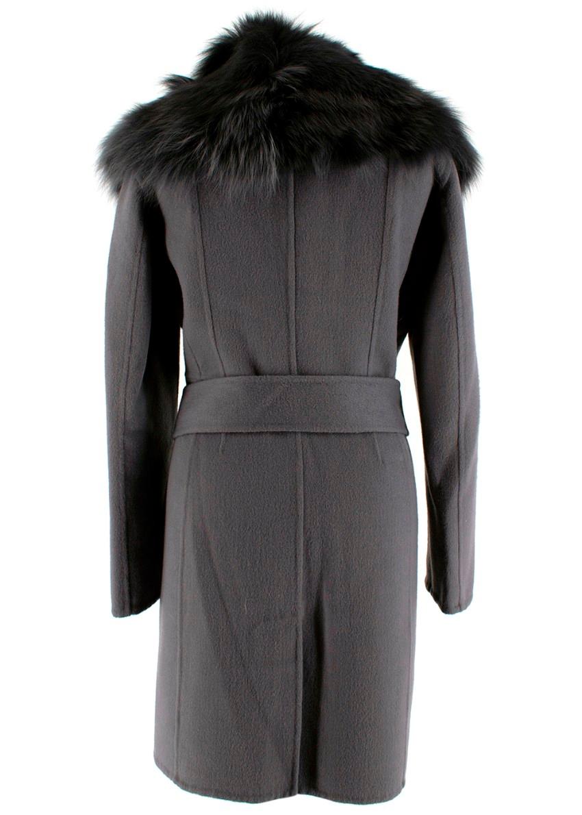 J.Mendel Charcoal Grey Wool-Felt Fur Trimmed Coat - Size Estimated S In Excellent Condition In London, GB