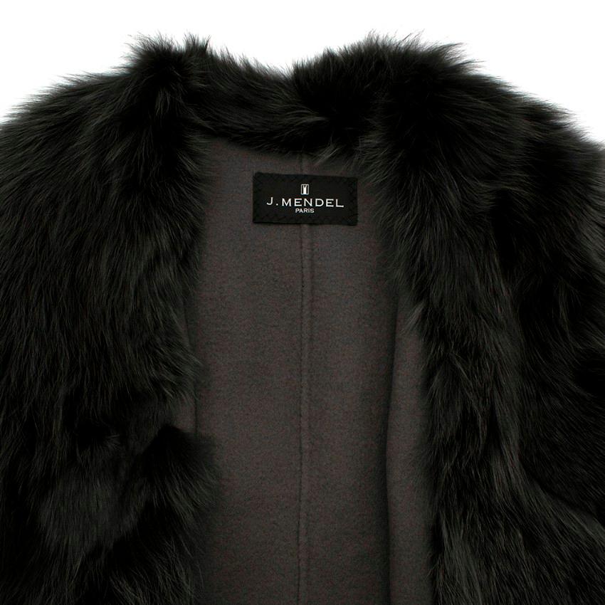 Women's or Men's J.Mendel Charcoal Grey Wool-Felt Fur Trimmed Coat - Size Estimated S