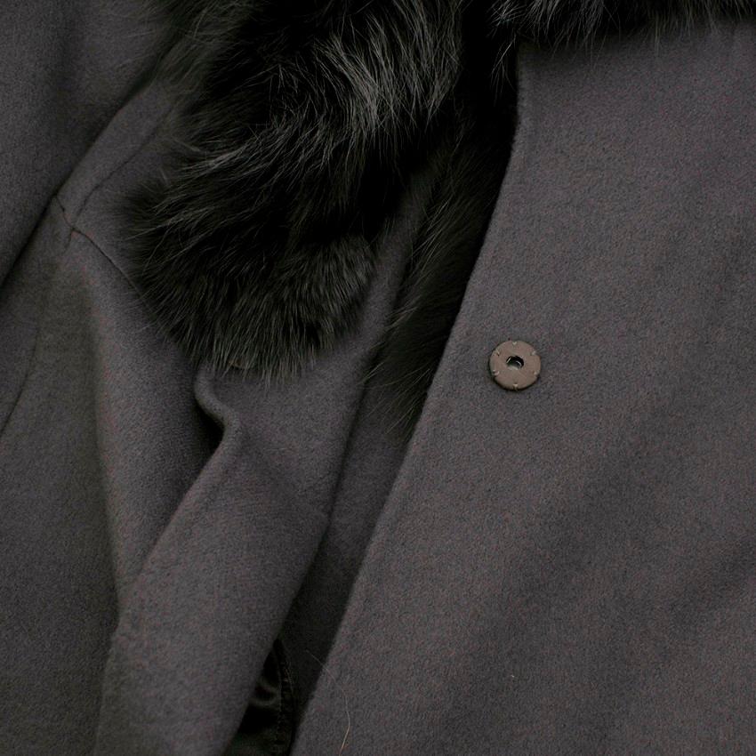 J.Mendel Charcoal Grey Wool-Felt Fur Trimmed Coat - Size Estimated S 2