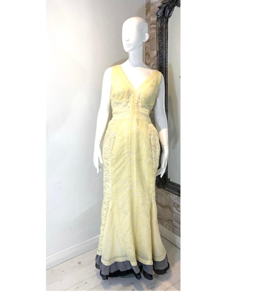 Yellow J.Mendel Silk Evening Gown For Sale