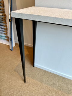 JMF Style Blackened Iron Console w/ Thick Limestone Top