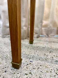 JMF Style French Oak Two-Tier Console Table w/ Brass Sabots