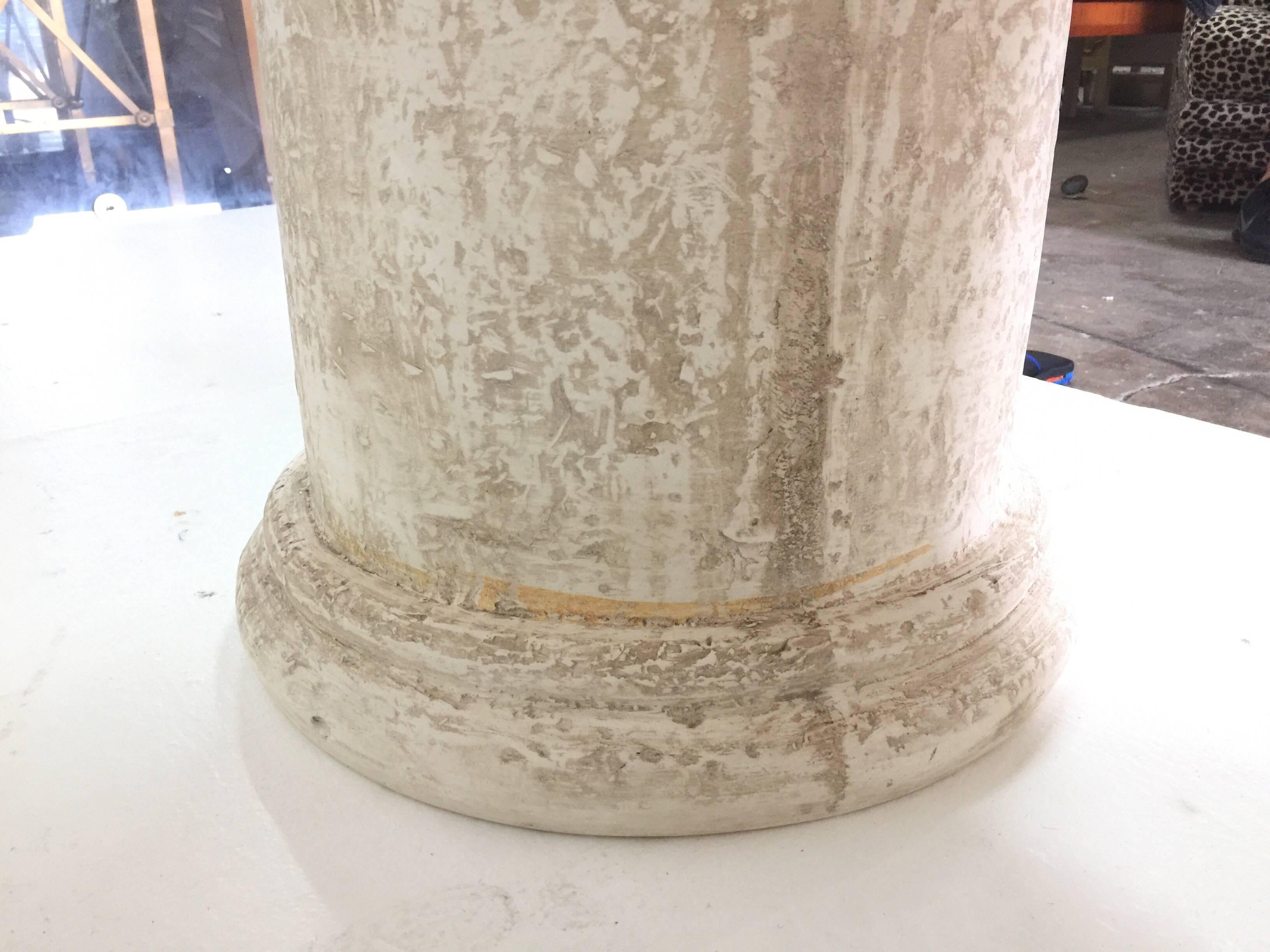 JMF Style French Plaster Drum Side Tables In Excellent Condition In East Hampton, NY