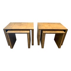 JMF Style Ochre Shagreen Clad Nesting Tables, Two Sets