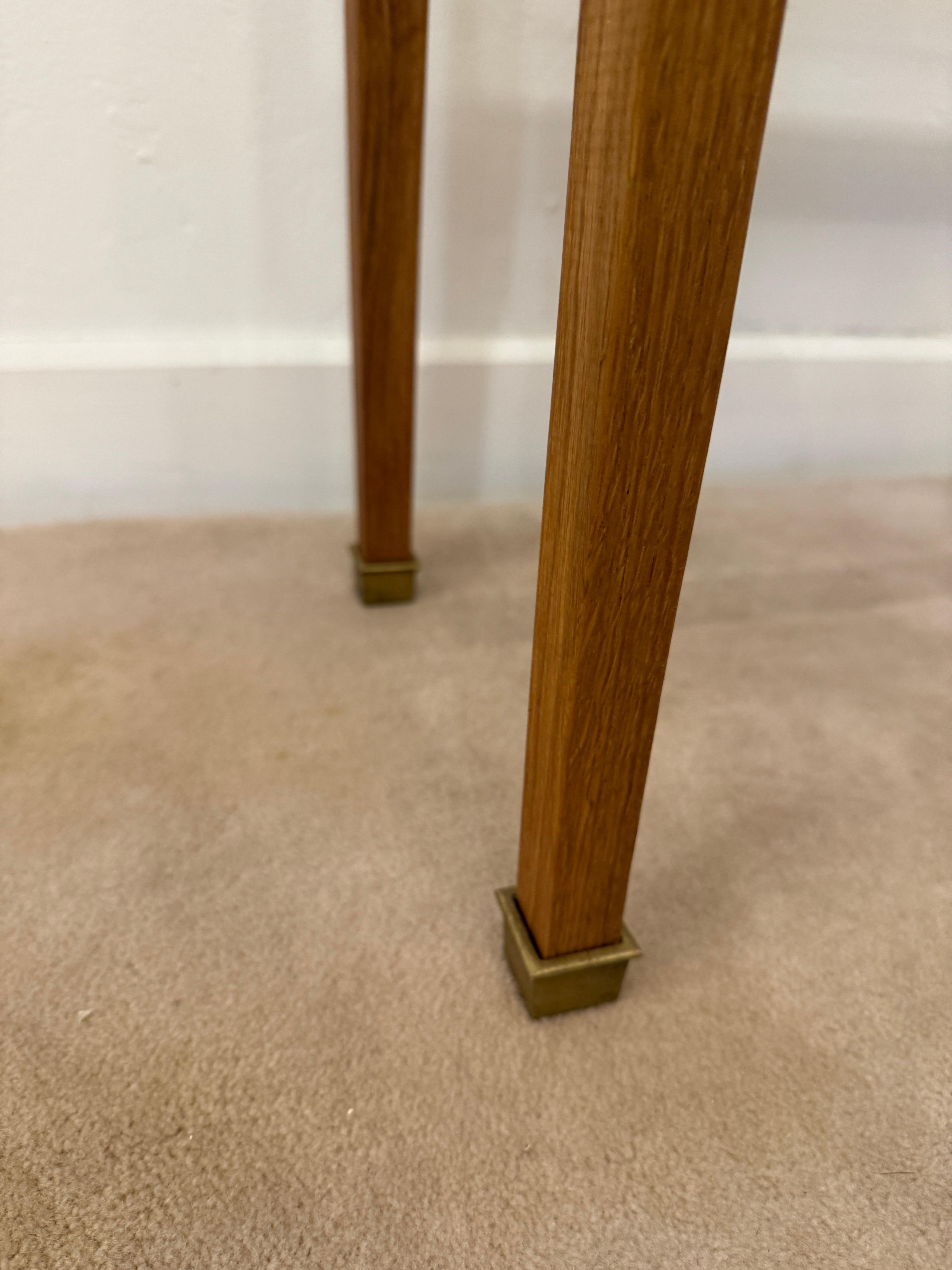 JMF Style Petite Oak and Glass Two-Tired Console Table For Sale 2