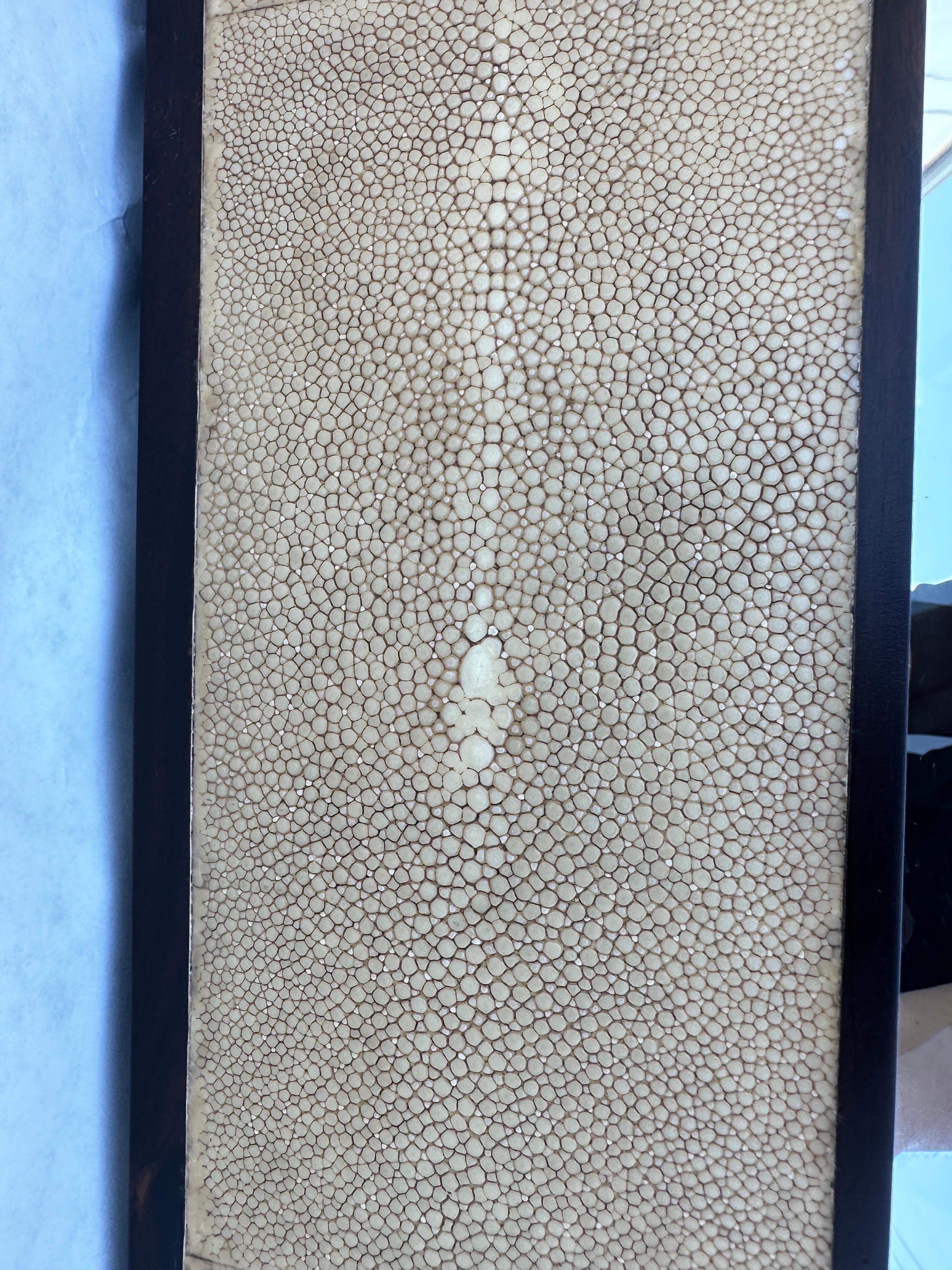 JMF Style Shagreen Framed Square Mirror by Ron Seff In Good Condition For Sale In East Hampton, NY