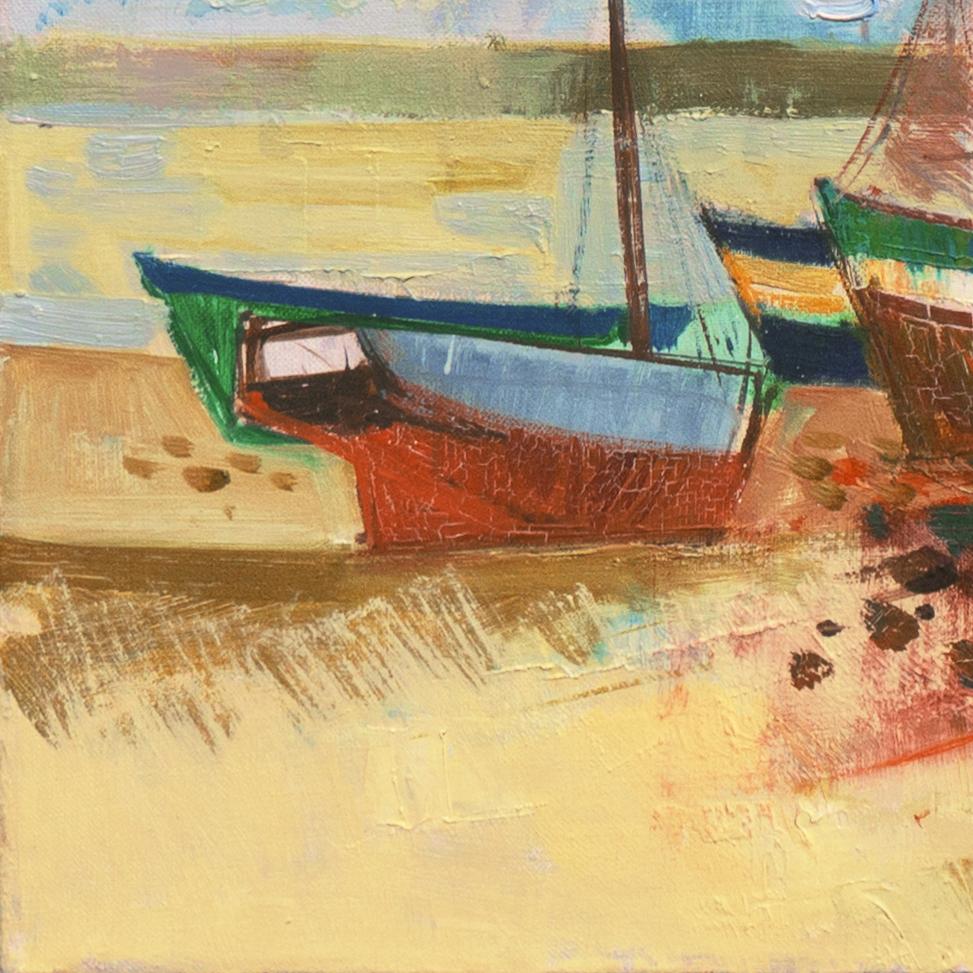 « Fisher Boats, Brittany, French Coast, School of Paris, Post-Impressionist Oil en vente 2