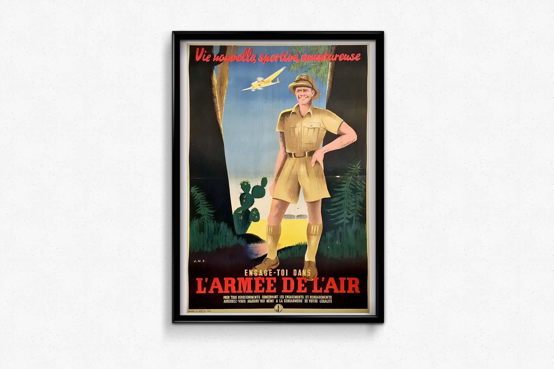 Beautiful air force poster from the 1920s New life, sports, adventure, join the For Sale 1
