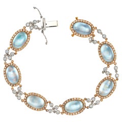 Bracelet en or et nacre avec topaze bleue et diamants de JMP